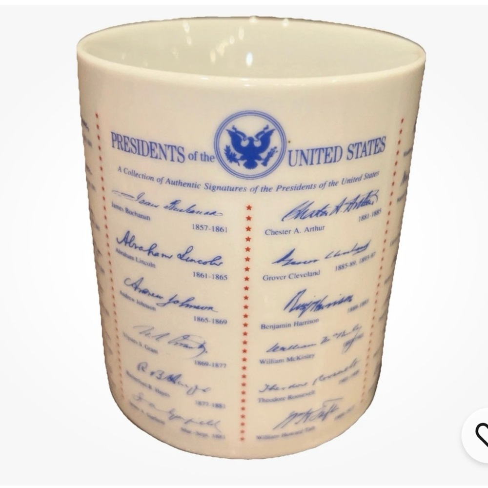 Vintage collectible mug with purported authentic signatures Presidents of USA